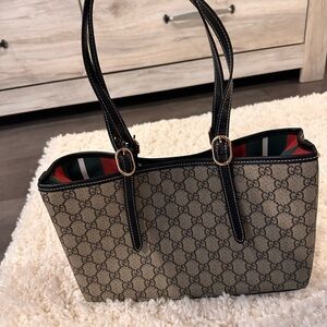 GG Beige and Black Shoulder Bag